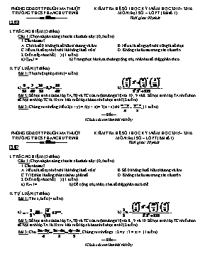 Kiểm tra hệ số I học kỳ I năm học 2015  2016 môn Đại số  lớp 7 (bài số 1)